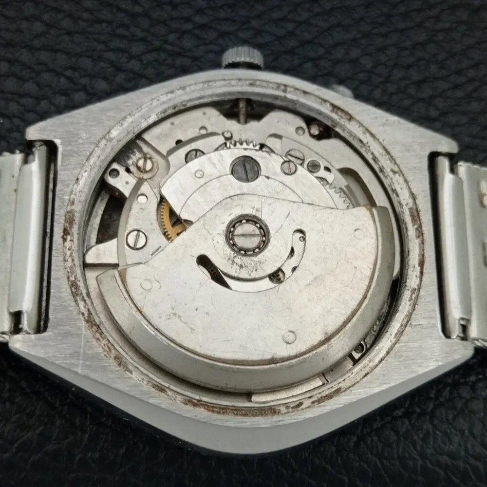 Vintage 1977 Ricoh Automatic Mens Silver Watch W/daydate & Gold accents